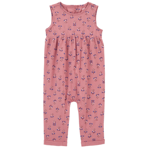 Carters Pink Baby Floral Cotton Jumpsuit