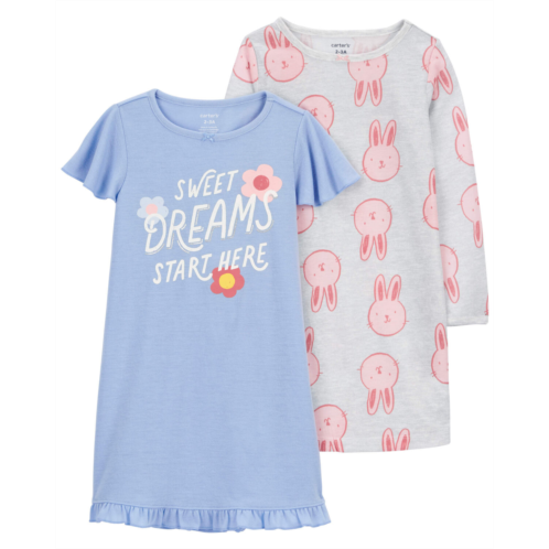Carters Blue/Grey Kid 2-Pack Nightgowns