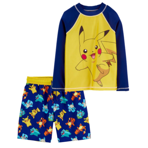 Carters Multi Kid Pikachu Pokemon Rashguard & Swim Trunks Set