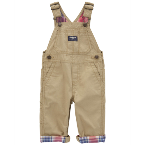 Carters Khaki Baby Classic Plaid-Lined Canvas Overalls