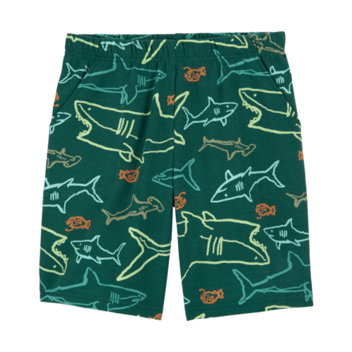Carters Green Kid Shark Pull-On Fleece Pajama Shorts