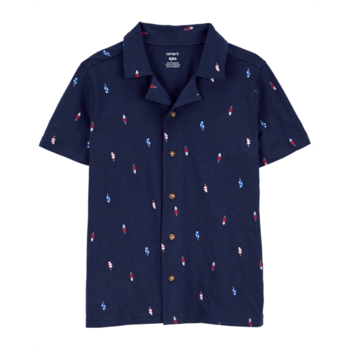 Carters Navy Kid Popsicle Button-Front Shirt