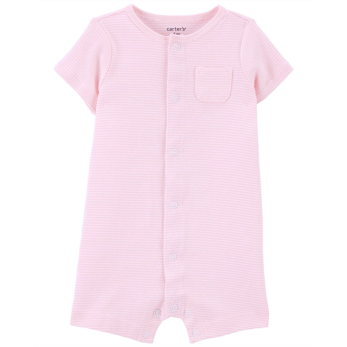 Oshkoshbgosh Pink Baby Striped Snap-Up Cotton Romper | oshkosh.com