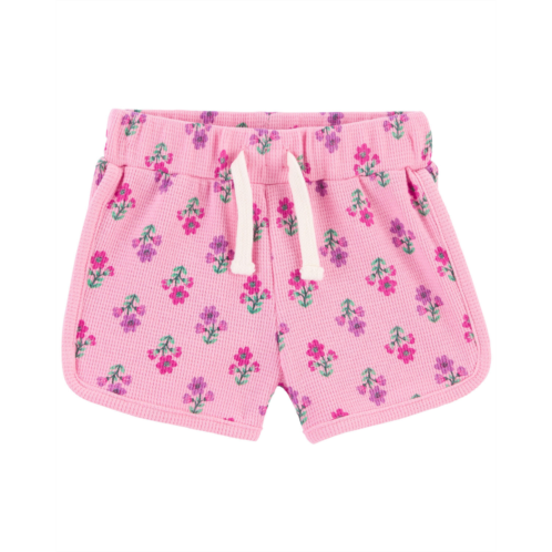 Carters Pink Baby Waffle Knit Pull-On Floral Shorts