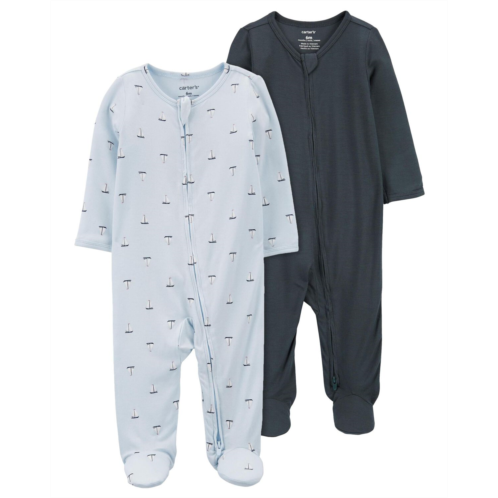 Carters Blue Baby 2-Pack Zip-Up PurelySoft Sleep & Play Pajamas