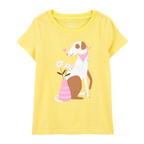 Carters Yellow Toddler Dog and Flowers Graphic Tee