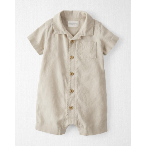 Carters Ember Oatmeal Baby Button-Front Romper Made with LENZING ECOVERO and Linen