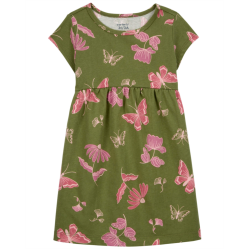 Carters Green Toddler Floral Jersey Dress
