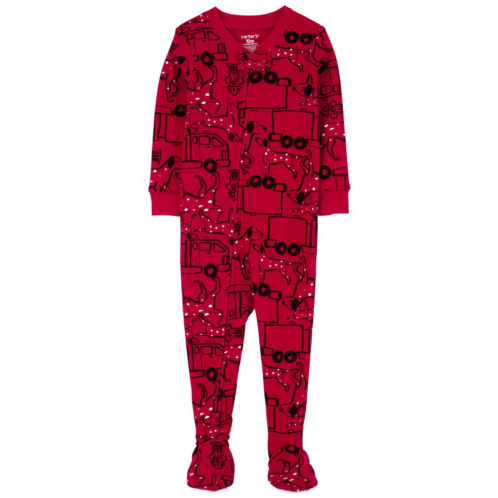 Carters Red Baby 1-Piece Firetruck 100% Snug Fit Cotton Footless Pajamas
