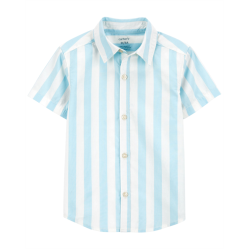 Carters Blue/White Baby Striped Button-Down Shirt