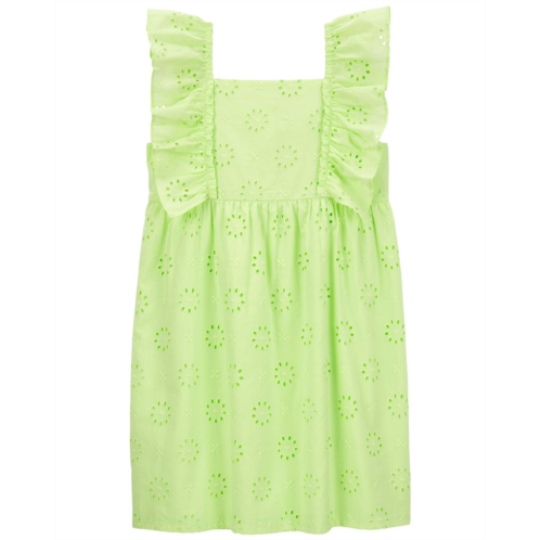 Carters Green Kid Eyelet Flutter Dress