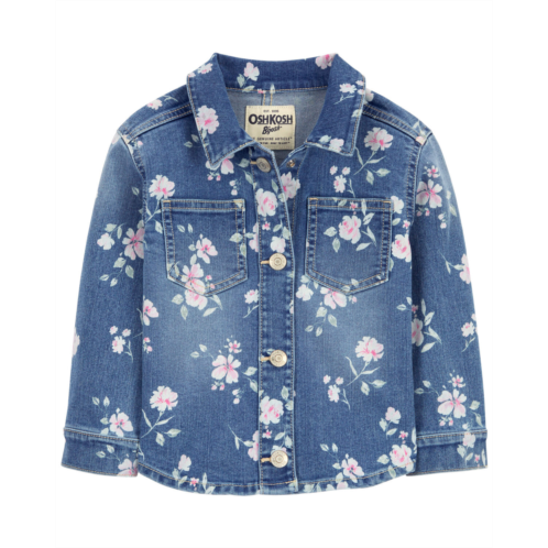 Carters Medium Wash Baby Floral Print Denim Jacket