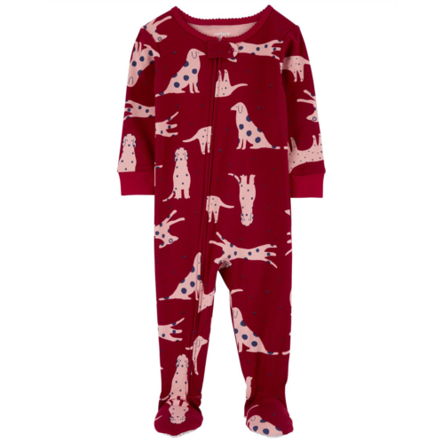 Carters Burgundy Toddler 1-Piece Dog 100% Snug Fit Cotton Footie Pajamas