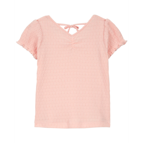 Carters Pink Toddler Textured Smocked Open Back Top
