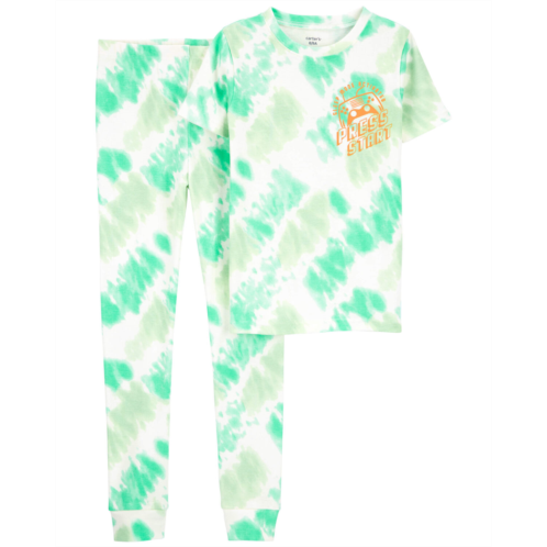 Carters Green Kid 2-Piece Tie-Dye 100% Snug Fit Cotton Pajamas
