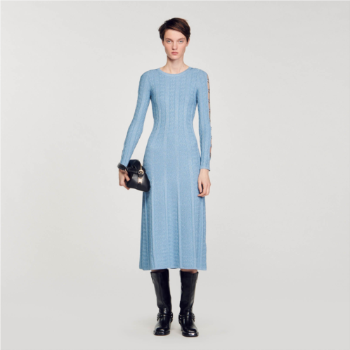 Sandro Long-sleeved knit midi dress