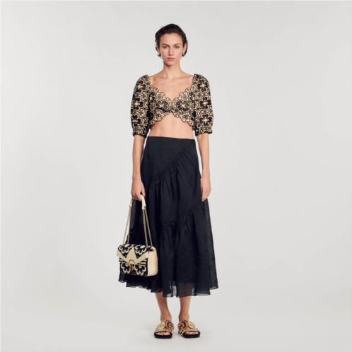 Sandro Broderie anglaise crop top
