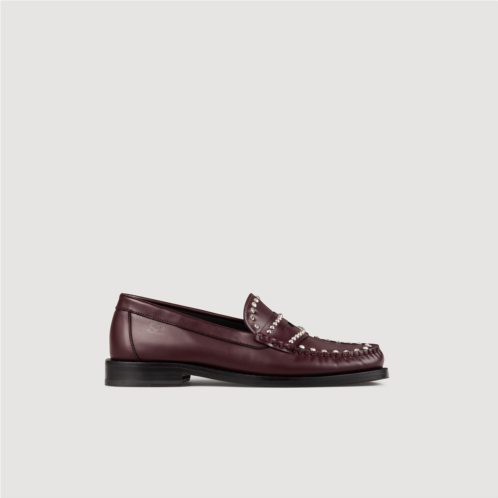 Sandro Rhinestone Studded Leather Loafers
