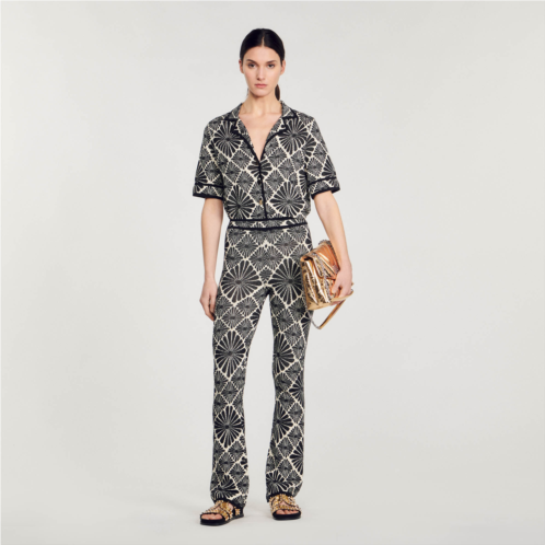 Sandro Floral jacquard trousers