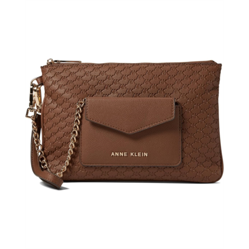 Anne Klein AK 2 Piece Embossed Logo Chain Wristlet