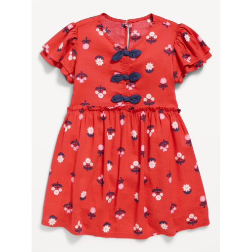 OldNavy Printed Short-Sleeve Ruffled Bow Dress for Toddler Girls