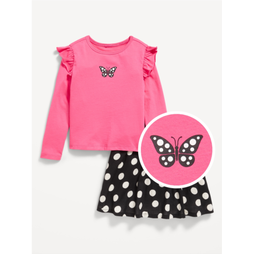 OldNavy Long-Sleeve Ruffle T-Shirt and Skirt Set for Toddler Girls