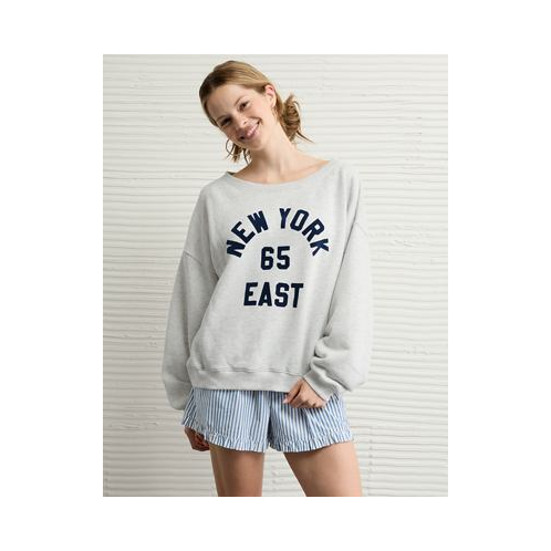 American Eagle AE Off The Shoulder Destination Graphic Sweatshirt