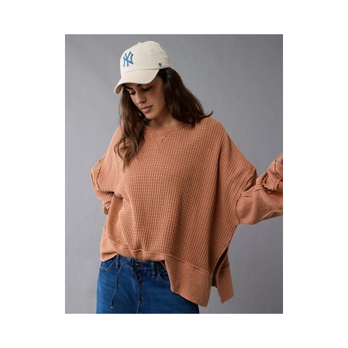 American Eagle AE Big Hug Crew Neck Waffle Sweatshirt