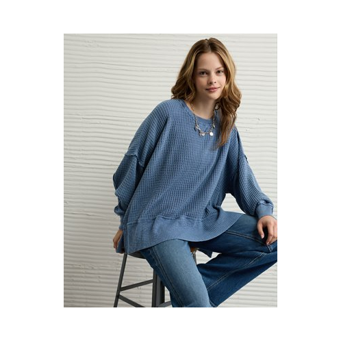 American Eagle AE Big Hug Crew Neck Waffle Sweatshirt