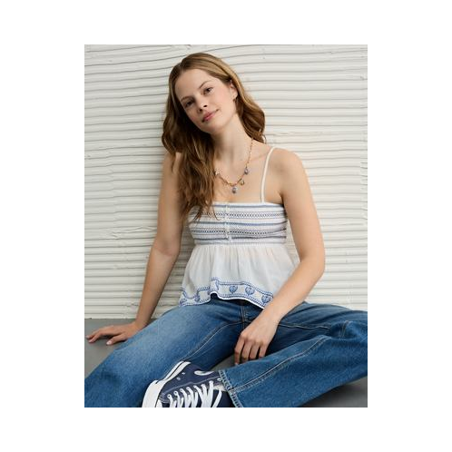 American Eagle AE Handkerchief Hem Smocked Babydoll Tube Top