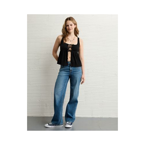 American Eagle AE Tie Front Flyaway Babydoll Tank Top