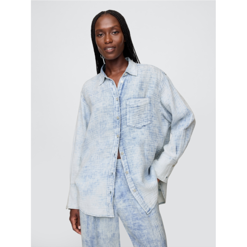 Gap Cotton Gauze Denim Oversized Shirt