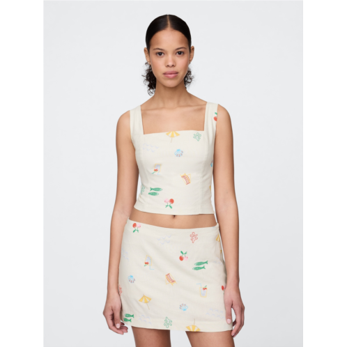 Gap Linen-Blend Crop Top