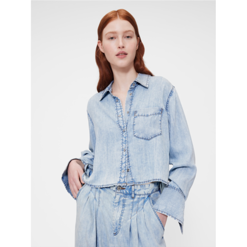 GapStudio Draped Denim Crop Shirt