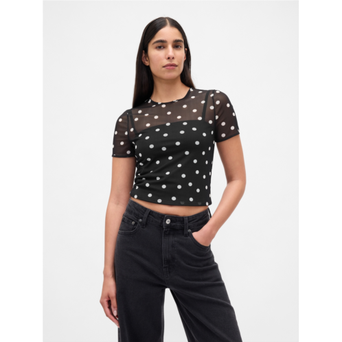 Gap Mesh Crop T-Shirt