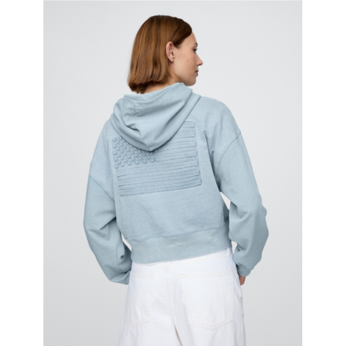 Gap French Terry Americana Cropped Hoodie