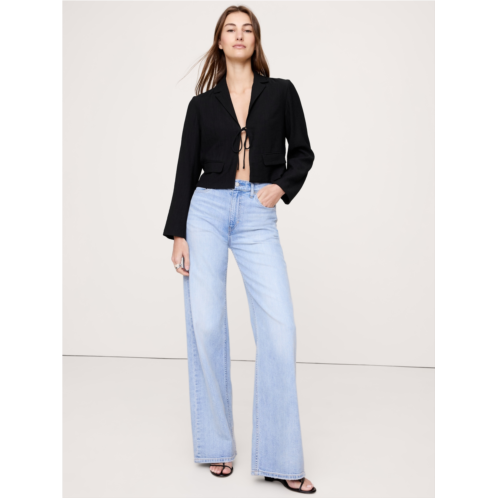 Bananarepublic Crinkle Tie-Front Cropped Blazer