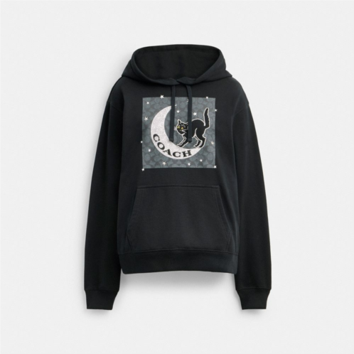 COACH Halloween Black Cat Moon Signature Square Hoodie