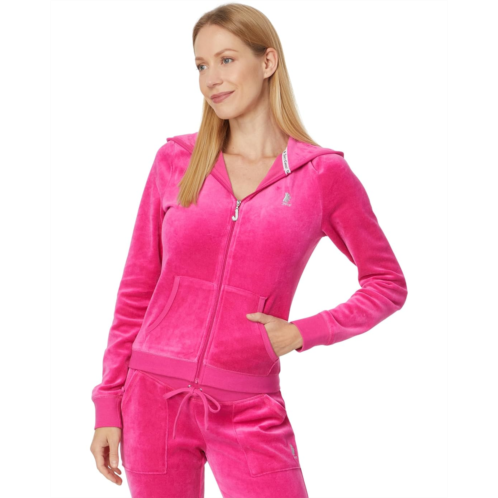 Womens Juicy Couture Heritage Rib Trim Kangaroo Pocket Track with Back Graphic