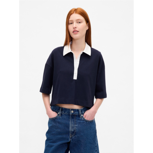 Gap Organic Cotton VintageSoft Heavyweight Crop Polo Shirt