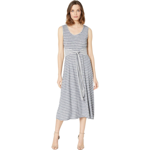 Max Studio Crew Neck Tie Front Knit Midi Dress