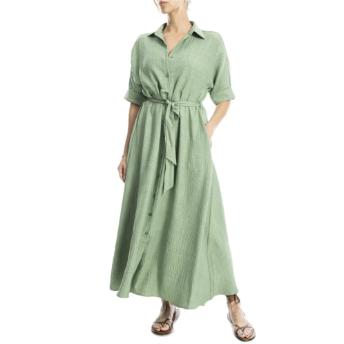 Max Studio large roll sleeve belted dress
