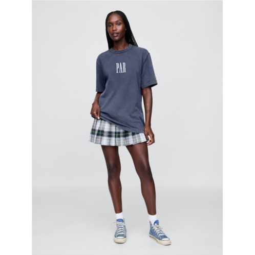 Gap × Malbon Linen-Cotton Plaid Pleated Mini Skort