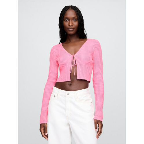 Gap 100% Cotton Tie-Front Crop Cardigan