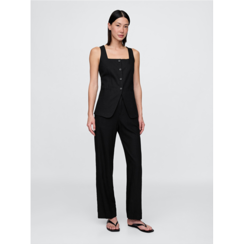 Gap Linen-Blend Relaxed Straight Ankle Pants