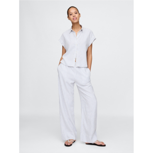 Gap Linen-Blend Easy Wide-Hem Pants