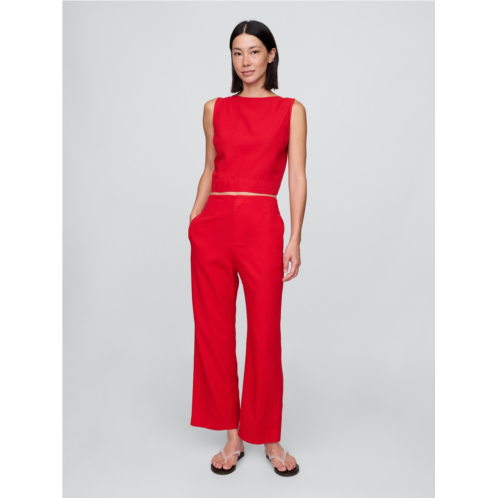 Gap Linen-Blend Relaxed Straight Ankle Pants