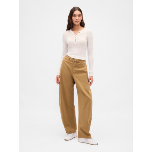 Gap Mid Rise Twill Barrel Pants