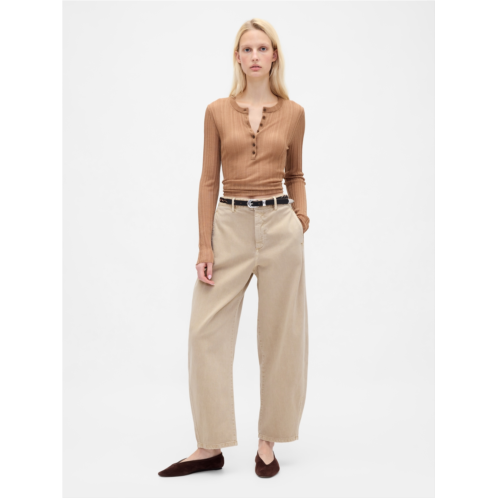 Gap Mid Rise Twill Barrel Pants