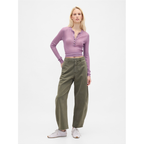 Gap Mid Rise Twill Barrel Pants